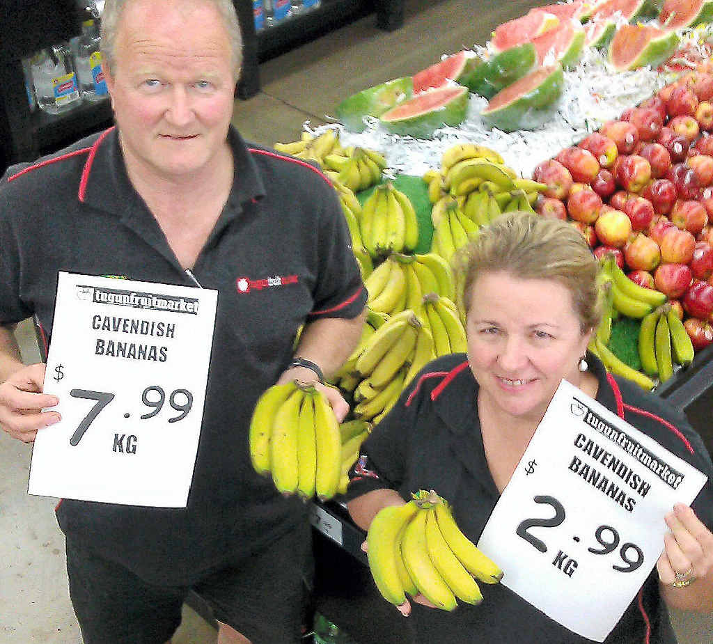 “APEELING” PRICES: Roger and Marion Hill are happy banana costs are dropping. “APEELING” PRICES: Roger and Marion Hill are happy banana costs are dropping.